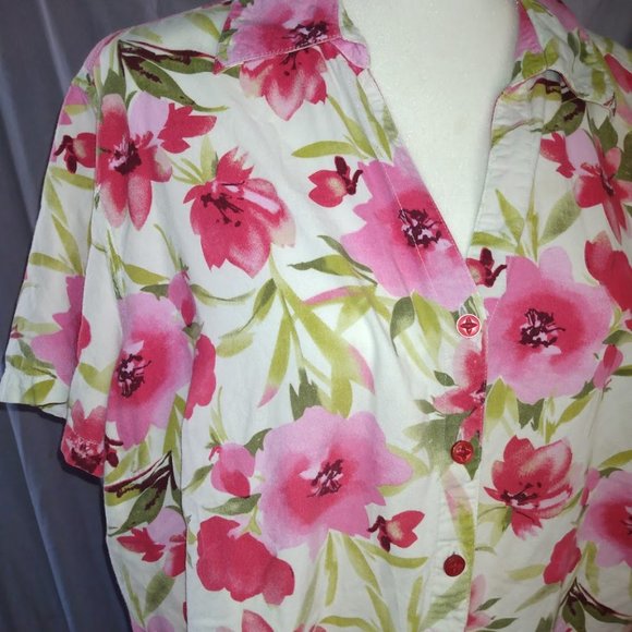 ERIKA PLUS FLORAL HAWAIIAN TROPICAL FUN PARTY PINK - Picture 4 of 7